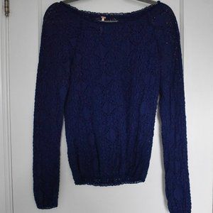 Free People Blue Lace Tunic Top